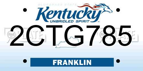 2CTG785 Kentucky License Plate