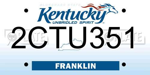 2CTU351 Kentucky License Plate