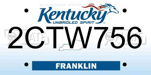 2CTW756 Kentucky License Plate