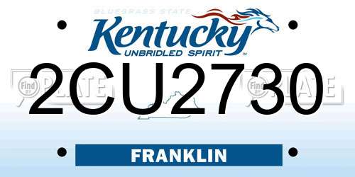 2CU2730 Kentucky License Plate