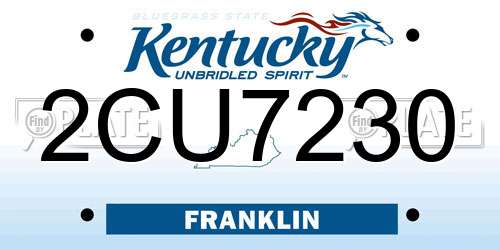 2CU7230 Kentucky License Plate