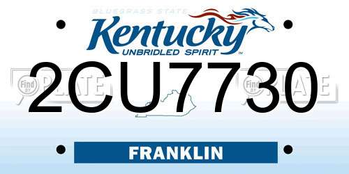 2CU7730 Kentucky License Plate