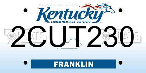 2CUT230 Kentucky License Plate