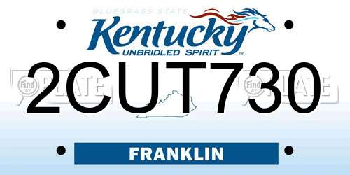2CUT730 Kentucky License Plate