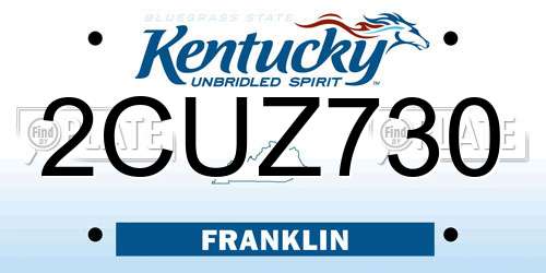 2CUZ730 Kentucky License Plate