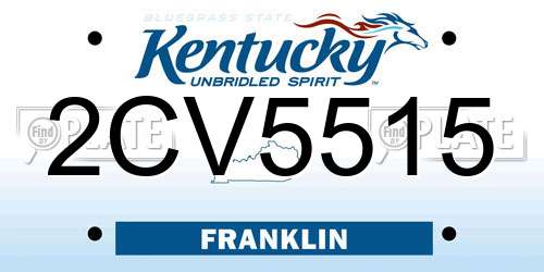 2CV5515 Kentucky License Plate