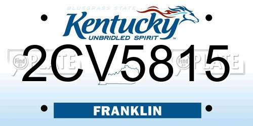 2CV5815 Kentucky License Plate