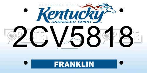 2CV5818 Kentucky License Plate