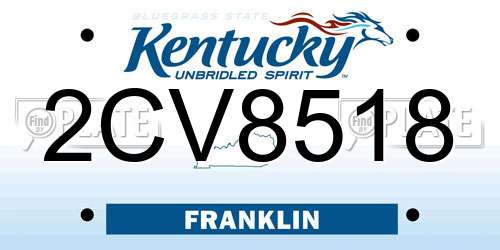 2CV8518 Kentucky License Plate