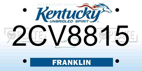 2CV8815 Kentucky License Plate