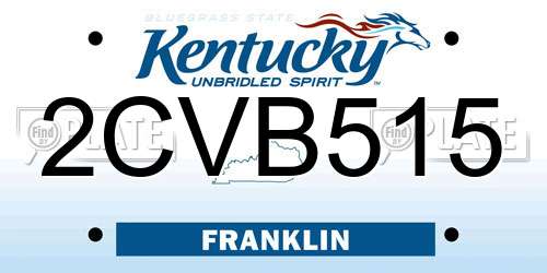 2CVB515 Kentucky License Plate