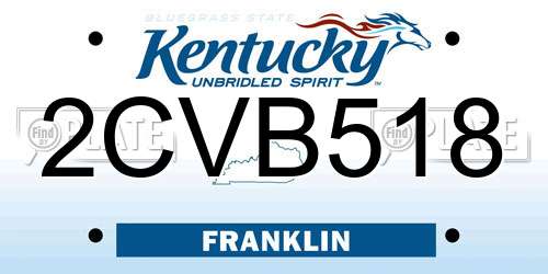 2CVB518 Kentucky License Plate