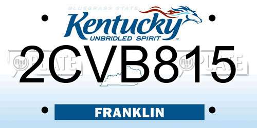 2CVB815 Kentucky License Plate