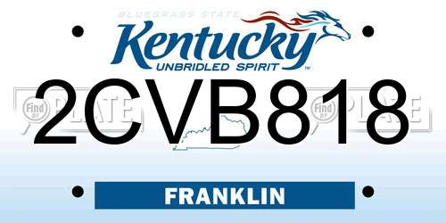 2CVB818 Kentucky License Plate