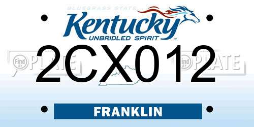 2CX012 Kentucky License Plate