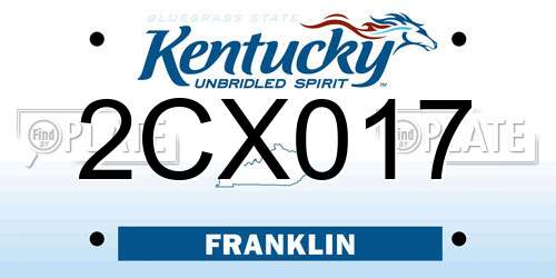 2CX017 Kentucky License Plate