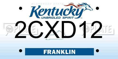 2CXD12 Kentucky License Plate