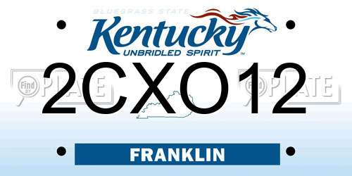2CXO12 Kentucky License Plate