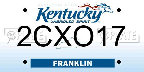2CXO17 Kentucky License Plate