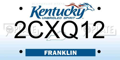 2CXQ12 Kentucky License Plate