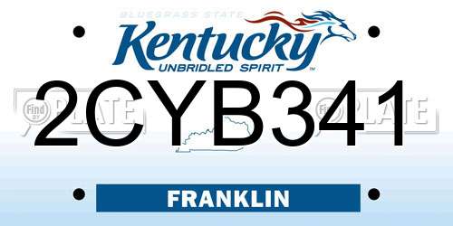 2CYB341 Kentucky License Plate