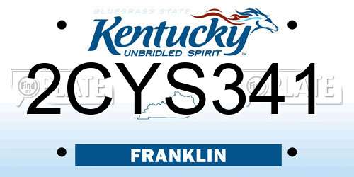 2CYS341 Kentucky License Plate