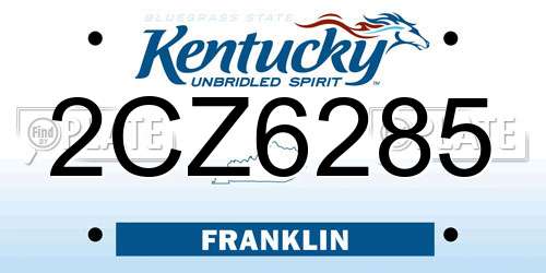 2CZ6285 Kentucky License Plate