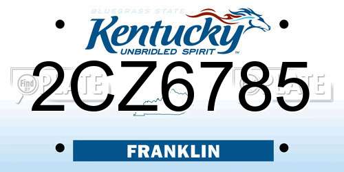 2CZ6785 Kentucky License Plate