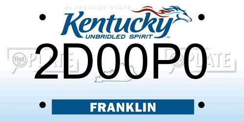 2D00P0 Kentucky License Plate
