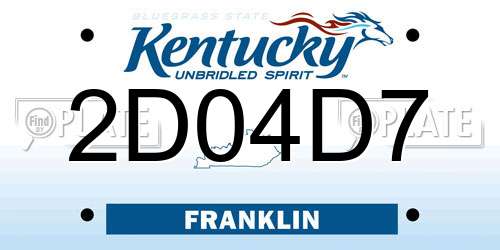 2D04D7 Kentucky License Plate