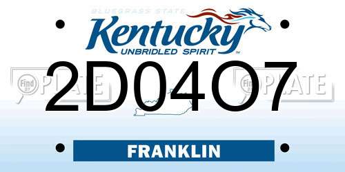 2D04O7 Kentucky License Plate