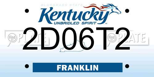 2D06T2 Kentucky License Plate