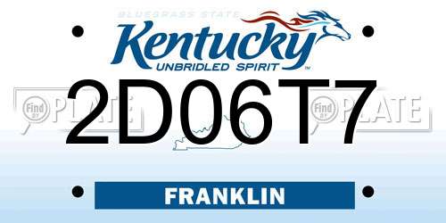 2D06T7 Kentucky License Plate