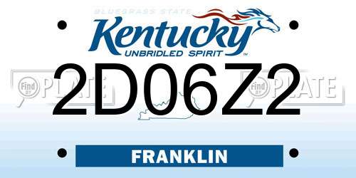 2D06Z2 Kentucky License Plate