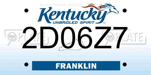 2D06Z7 Kentucky License Plate