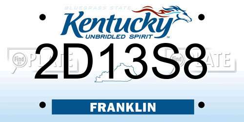 2D13S8 Kentucky License Plate