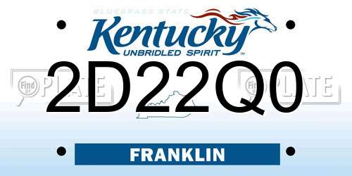 2D22Q0 Kentucky License Plate