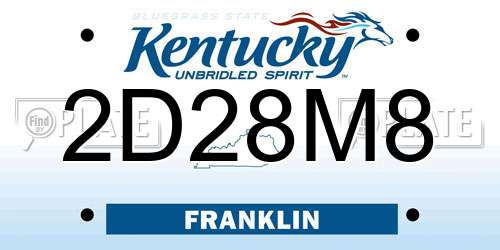 2D28M8 Kentucky License Plate
