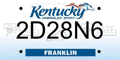 2D28N6 Kentucky License Plate