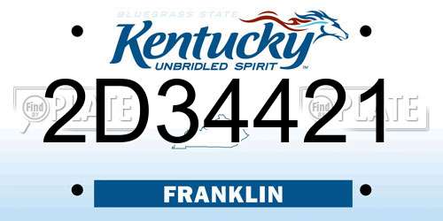2D34421 Kentucky License Plate