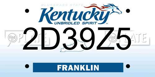 2D39Z5 Kentucky License Plate