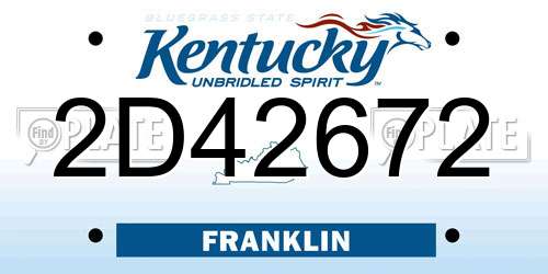 2D42672 Kentucky License Plate