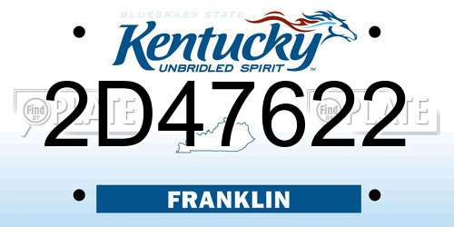 2D47622 Kentucky License Plate