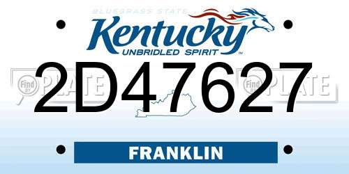 2D47627 Kentucky License Plate