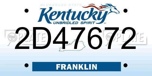 2D47672 Kentucky License Plate