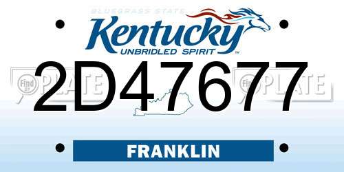 2D47677 Kentucky License Plate