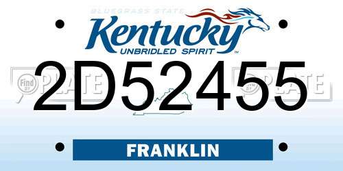 2D52455 Kentucky License Plate