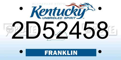 2D52458 Kentucky License Plate