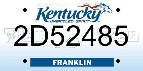 2D52485 Kentucky License Plate
