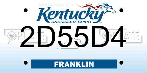 2D55D4 Kentucky License Plate